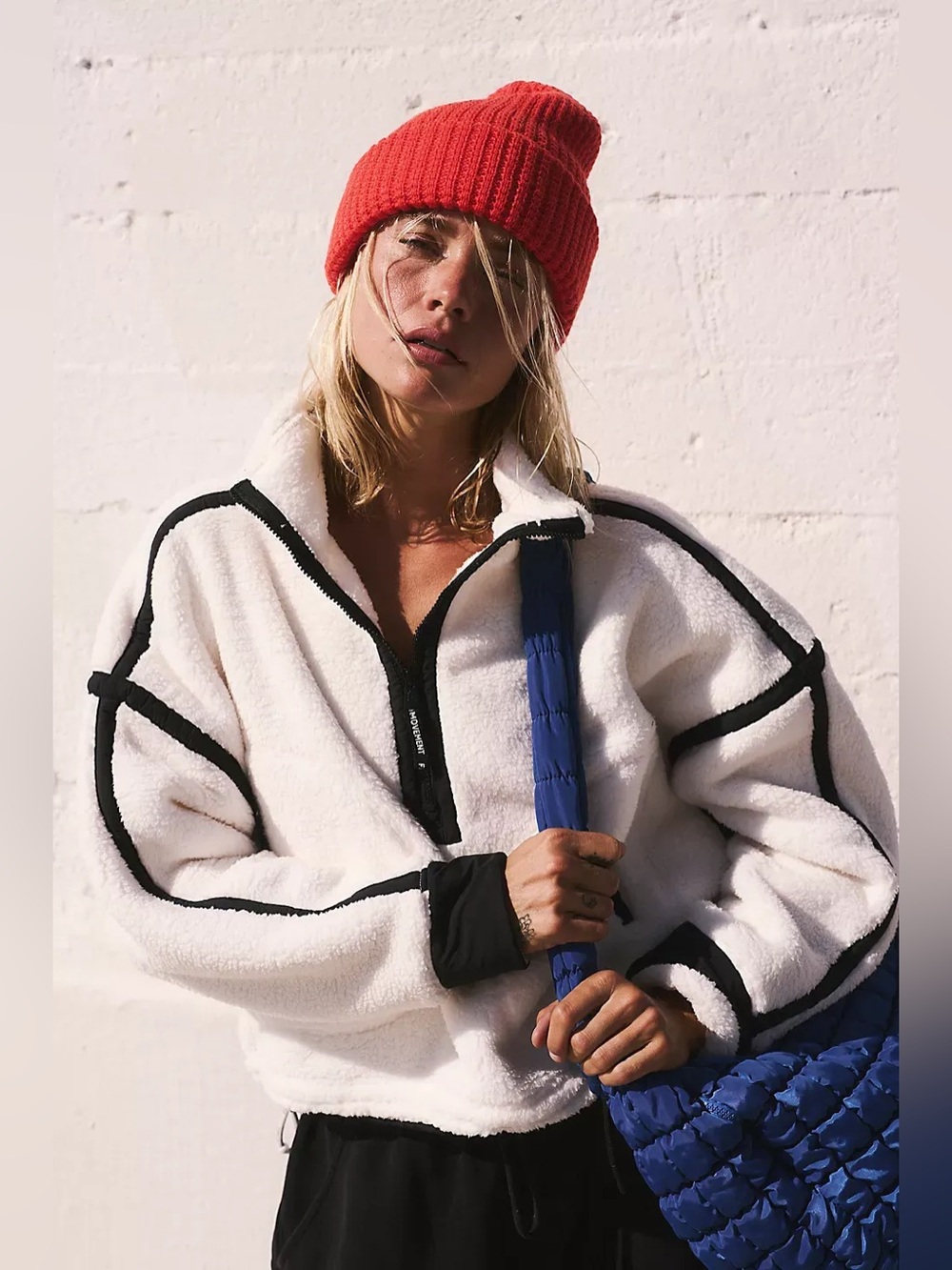 FP Movement White & Black Mountain High Fleece 1/2 Zip NOWT